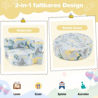 Costway Παιδικός Καναπές 2-σε-1 με Φωσφορίζοντα Αστέρια και Αφαιρού...