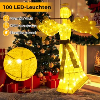 Costway Φωτιζόμενος Χριστουγεννιάτικος Άγγελος με 100 LED Φώτα 3D Δ...