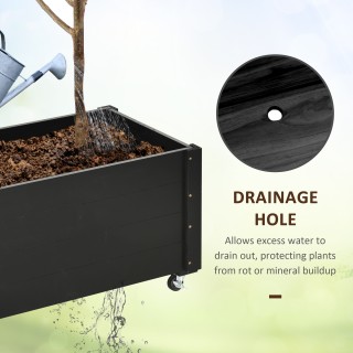 Outsunny Garden Planter με τρύπα αποστράγγισης και ρόδες, σε ξύλο ε...