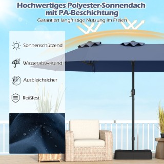 Costway Διπλής Όψης Ομπρέλα Βεράντας με Βάση και Αεραγωγούς για Σκί... Costway Διπλής Όψης Ομπρέλα Βεράντας με Βάση και Αεραγωγούς για Σκί...