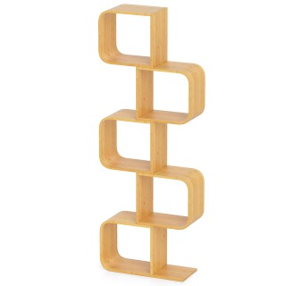 Costway  Ράφι Βιβλιοθήκης σε Σχήμα-S από Μπαμπού με 5 Επιπέδους  - ...