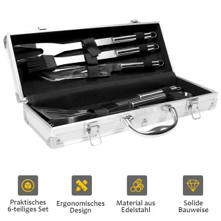 Costway Πλήρες Σετ Εργαλείων Ψησίματος από Ανοξείδωτο Χάλυβα σε Βαλ...