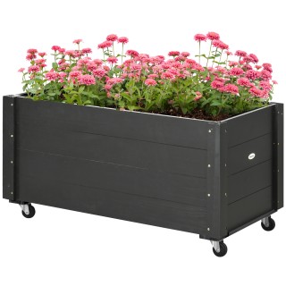 Outsunny Garden Planter με τρύπα αποστράγγισης και ρόδες, σε ξύλο ε... Outsunny Garden Planter με τρύπα αποστράγγισης και ρόδες, σε ξύλο ε...