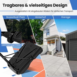 Costway  Ανθεκτικό Σύστημα Μπάσκετ Παντός Καιρού με Ρυθμιζόμενο Ύψο...