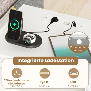 Costway Βιομηχανικό Κομοδίνο με Σταθμό Φόρτισης και Άνοιγμα Ραφιού,...