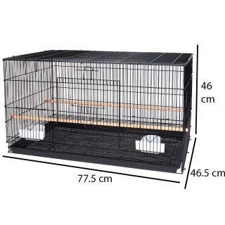 BAKAJI  Μαύρο Μεταλλικό Κλουβί για Πουλιά και Παπαγάλους με Ταΐστρε...