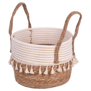 Villa DEste  Σετ 3 φυσικά καλάθια από ίνες με κορδόνι και φούντες μ...