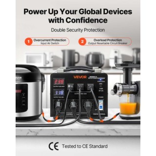 VEVOR Μετασχηματιστής Ισχύος Heavy Duty 6000VA, 110V/220V, 3 US & 3... VEVOR Μετασχηματιστής Ισχύος Heavy Duty 6000VA, 110V/220V, 3 US & 3...