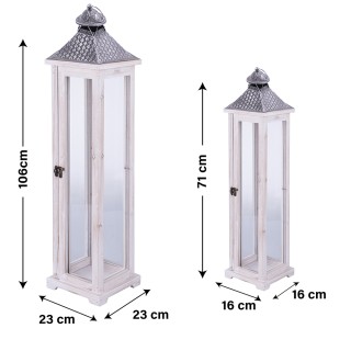 Galileo Σετ 2 διακοσμητικών φαναριών 23x23x104cm και 16x16x69 cm λε...