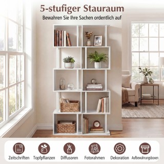 Costway Ελεύθερη βιβλιοθήκη 5 επιπέδων με μεταλλικό σκελετό και προ...