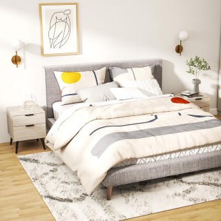 HOMCOM Σετ 2 Κομοδίνα Σκανδιναβικού Στυλ με Συρτάρι και Ανυψωμένη Β... HOMCOM Σετ 2 Κομοδίνα Σκανδιναβικού Στυλ με Συρτάρι και Ανυψωμένη Β...