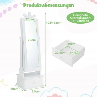 Costway Παιδική Ντουλάπα Κοσμημάτων με Καθρέφτη και Στέμμα για Παιδ... Costway Παιδική Ντουλάπα Κοσμημάτων με Καθρέφτη και Στέμμα για Παιδ...