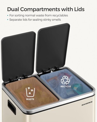 SONGMICS Διπλός Κάδος Απορριμμάτων 15L με Πεντάλ και Απαλό Κλείσιμο... SONGMICS Διπλός Κάδος Απορριμμάτων 15L με Πεντάλ και Απαλό Κλείσιμο...