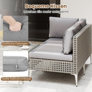 Costway  Σετ Επίπλων Μπαλκονιού από Ρατάν με Μαξιλάρια Καθίσματος &...