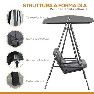 Outsunny Διθέσια κούνια με ρυθμιζόμενη οροφή και μαξιλάρια, από ατ... Outsunny Διθέσια κούνια με ρυθμιζόμενη οροφή και μαξιλάρια, από ατ...