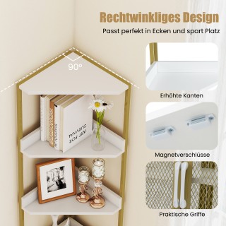 Costway Βιβλιοθήκη με Ντουλάπα & Πόρτες & Μεταλλικό Πλαίσιο, ύψους ...