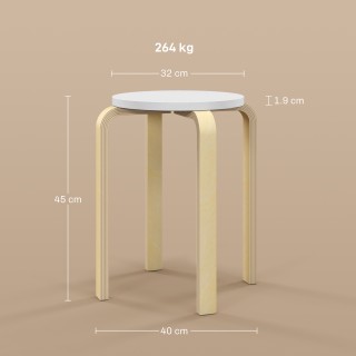 HOMCOM Σετ 4 Στρογγυλά Σκαμπό Στοιβαζόμενα σε Λευκό Ξύλο, Ø40x45 εκ... HOMCOM Σετ 4 Στρογγυλά Σκαμπό Στοιβαζόμενα σε Λευκό Ξύλο, Ø40x45 εκ...