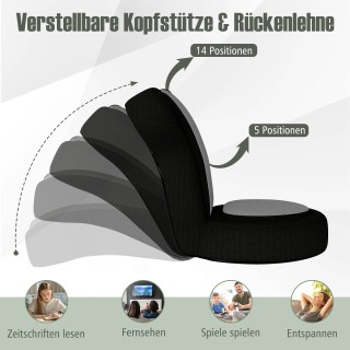 Costway Πολυθρόνα Δαπέδου με Ρυθμιζόμενο Κεφάλι & Πλάτη, Μαξιλάρια ...