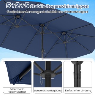 Costway Διπλής Όψης Ομπρέλα Βεράντας με Βάση και Αεραγωγούς για Σκί... Costway Διπλής Όψης Ομπρέλα Βεράντας με Βάση και Αεραγωγούς για Σκί...