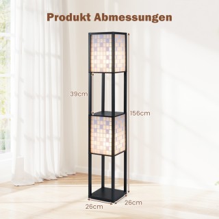 Costway Δίφωτη Επιδαπέδια Λάμπα με 2 Ράφια & Διακόπτη Ποδιού - Ξύλι...