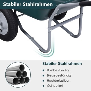 Costway Δίτροχο Καρότσι Κήπου Βαρέως Τύπου 145 x 65 x 65 cm Πράσινο...