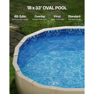 VEVOR Επικάλυψη Επένδυσης Πισίνας Οβάλ 18x33ft για Ύψος Τοίχου 54in...