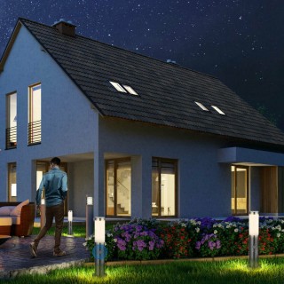 BAKAJI Μοντέρνος Φωτιστικός Πάσσαλος Κήπου με Αισθητήρα Κίνησης 028...