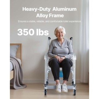 VEVOR Καρέκλα Κομοδίνου με Ρόδες 4-σε-1 Ανυψωμένο Κάθισμα Τουαλέτας...