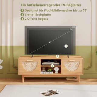 Costway Κονσόλα Τηλεόρασης με Στυλ Mid-Century και Πλεκτές Μπαμπού... Costway Κονσόλα Τηλεόρασης με Στυλ Mid-Century και Πλεκτές Μπαμπού...