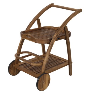 Galileo Καρότσι σερβιρίσματος δύο επιπέδων με ρόδες από ξύλο ακακία...