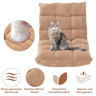 Costway  Καρέκλα Δαπέδου με Πλάτη Ξαπλώστρα από Κοραλλένιο Βελούδο ...