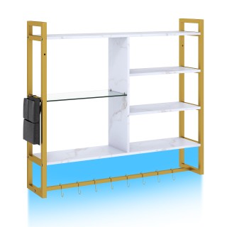 Costway Κρεμαστό επιτοίχιο ράφι 6 επιπέδων με 8 γάντζους S, πλαϊνή ...