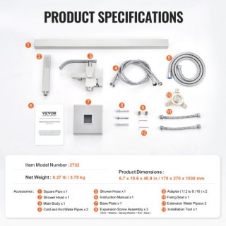 VEVOR Μπαταρία Μπανιέρας Δαπέδου με 2 Λειτουργίες Νερού και Περιστρ... VEVOR Μπαταρία Μπανιέρας Δαπέδου με 2 Λειτουργίες Νερού και Περιστρ...