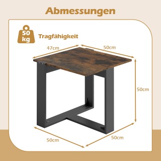 Costway  Τετράγωνο Βοηθητικό Τραπέζι με T-Σχεδιασμένη Μεταλλική Βάσ...