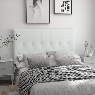 HOMCOM Κεφαλάρι Διπλού Κρεβατιού Επενδυμένο με Σχέδιο Κουμπιών από ...