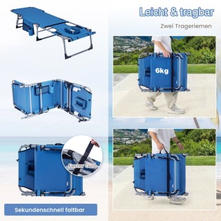 Costway  Ρυθμιζόμενη Ξαπλώστρα Παραλίας με Αφαιρούμενο Μαξιλάρι και...