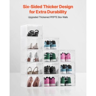 VEVOR Διαφανή Λευκά Στοιβαζόμενα Κουτιά Παπουτσιών  34 x 25 x 18,4 ...