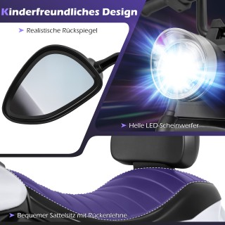 Costway Παιδική Ηλεκτροκίνητη Μοτοσικλέτα Chopper 6V με Μουσική, Πρ...