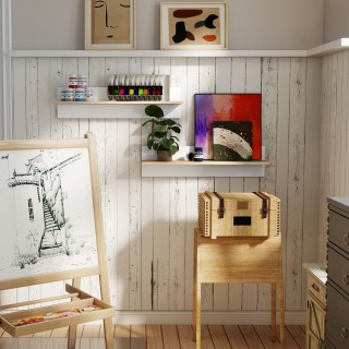 HOMCOM Σετ 2 Ξύλινες Ραφιέρες Τοίχου για Σπίτι και Γραφείο, 80x16.5...