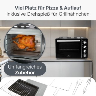 Πολυλειτουργική Κουζίνα με Φούρνο, Περιστρεφόμενη Σούβλα και 2 Εστί...