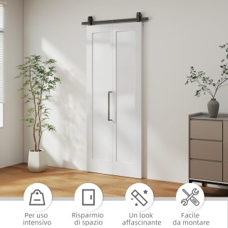 HOMCOM Συρόμενη Πόρτα Βιβλίο-Τύπου με Αναδιπλούμενο Σχέδιο, Βαφήσιμ...