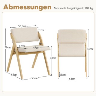 Costway Σετ 2 Καρέκλες Τραπεζαρίας με Πόδια από Καουτσούκ & Επενδυμ...