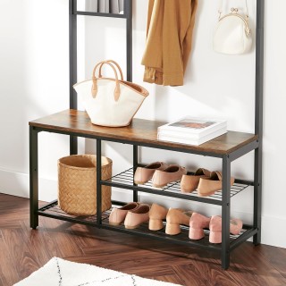 ΒΑΣΑΓΚΛΕ Καλόγερος με Καθρέφτη & Ράφια, 36x98x185 εκ., Καφέ/Μαύρο H...