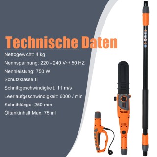 Costway  Ηλεκτρικό Πριόνι Κλαδέματος με Τηλεσκοπική Λαβή και Ρυθμιζ...