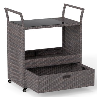 Costway Τροχήλατο καρότσι μπαρ εξωτερικού χώρου από ρατάν με σκληρυ... Costway Τροχήλατο καρότσι μπαρ εξωτερικού χώρου από ρατάν με σκληρυ...