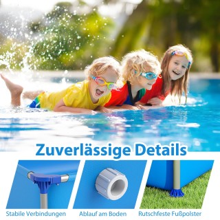 Costway Ορθογώνια Εξωτερική Πισίνα για Παιδιά με Μεταλλικό Σκελετό ...