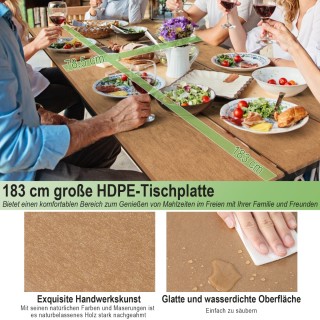 Costway Σετ Πικνίκ 3 Τεμαχίων με Τραπέζι & Πάγκους για 8 Άτομα Καφέ...