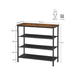 VASAGLE Βιομηχανική Ραφιέρα Παπουτσιών 4 Επιπέδων – Καφέ/Μαύρη, 73... VASAGLE Βιομηχανική Ραφιέρα Παπουτσιών 4 Επιπέδων – Καφέ/Μαύρη, 73...