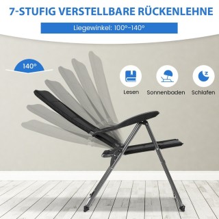 Costway Σετ 2 Καρεκλών Κήπου Πτυσσόμενες Καρέκλες με 7-Θέσεων Ρυθμι...