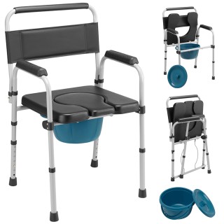 BAKAJI Καρέκλα Τουαλέτας από Μέταλλο και Οικολογικό Δέρμα με Κάδο κ...